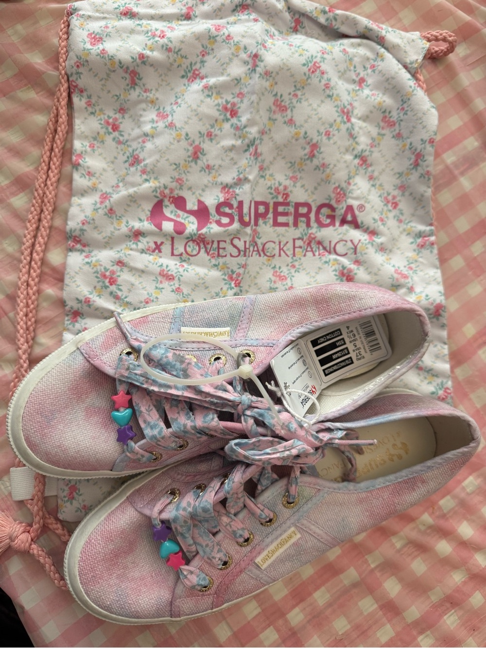 Superga Pink and Light Blue Tie-Dye Floral Sneakers